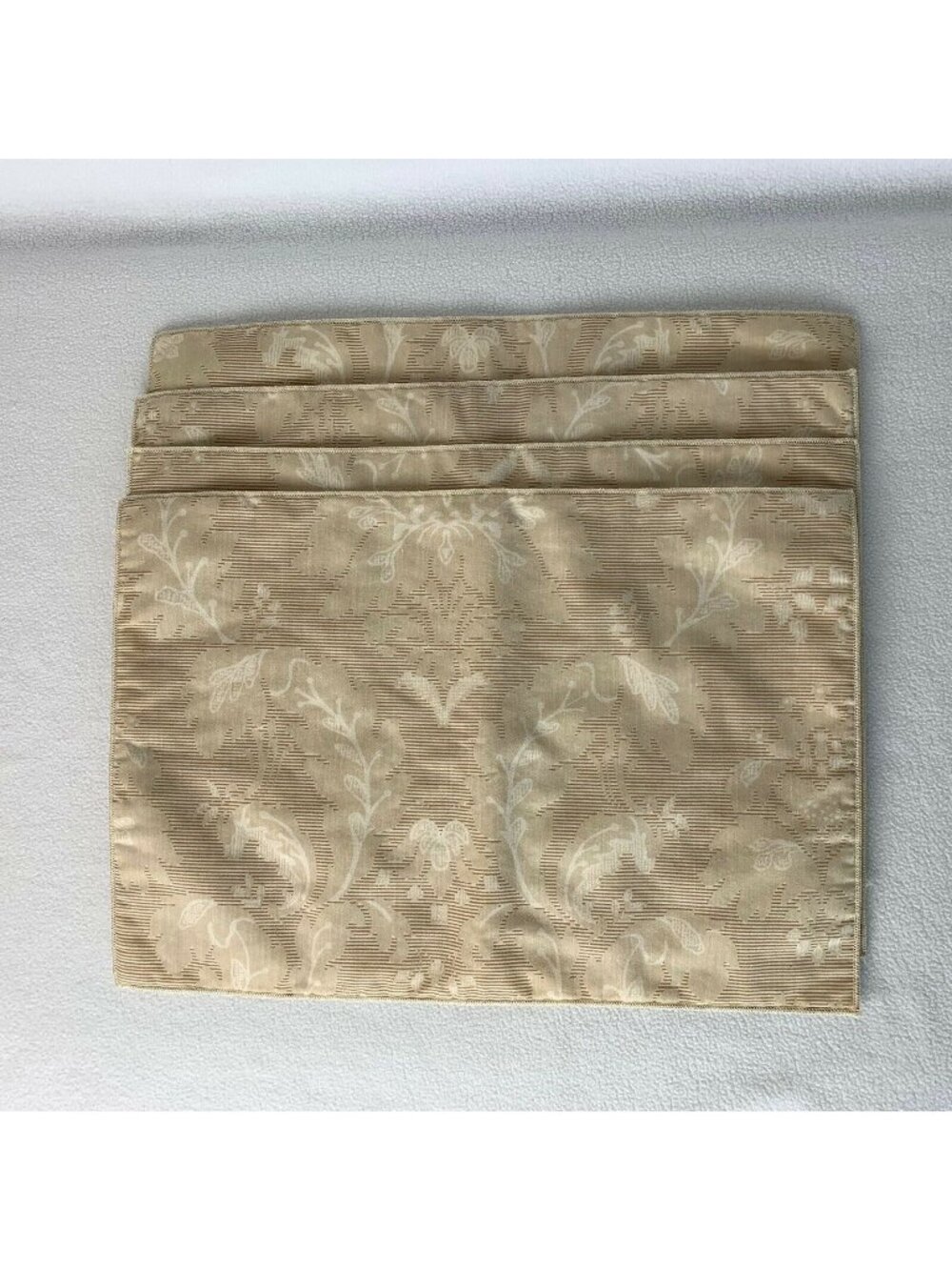 Placemats Set of 4 Beige Paisley Cotton Rectangle 18” by 12”